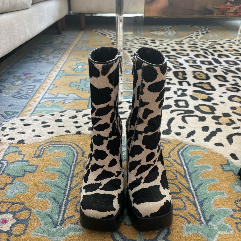 Cowhide platform boots